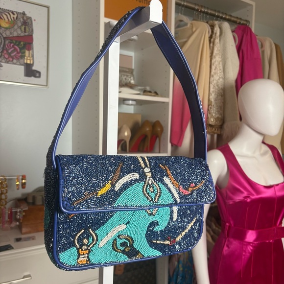 STAUD 🏊🏽‍♀️ Tommy Beaded Bag in Blue Swimmers - Picture 2 of 13